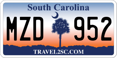 SC license plate MZD952