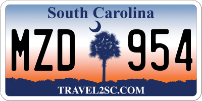 SC license plate MZD954