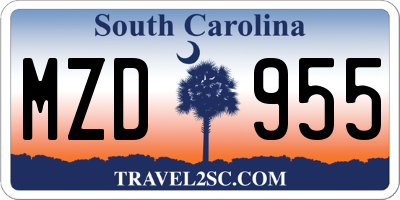 SC license plate MZD955
