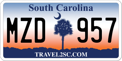 SC license plate MZD957