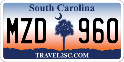 SC license plate MZD960