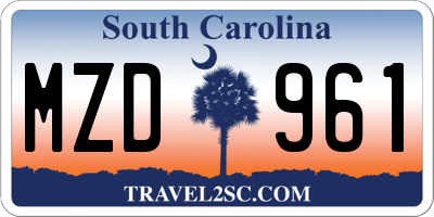 SC license plate MZD961