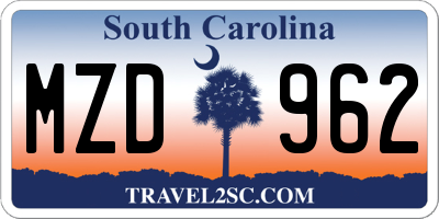 SC license plate MZD962