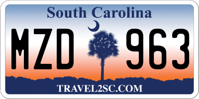 SC license plate MZD963