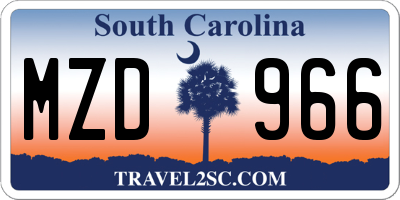 SC license plate MZD966
