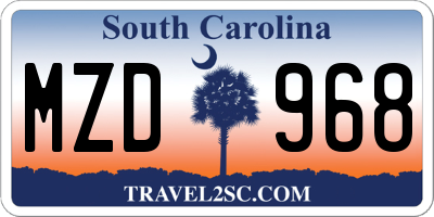 SC license plate MZD968
