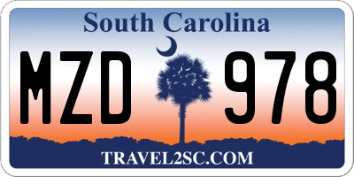 SC license plate MZD978