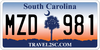 SC license plate MZD981