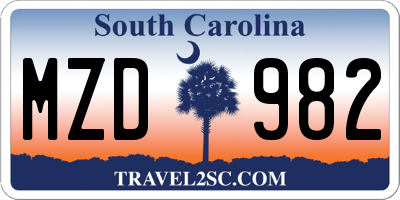 SC license plate MZD982