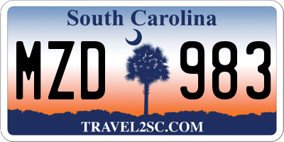 SC license plate MZD983