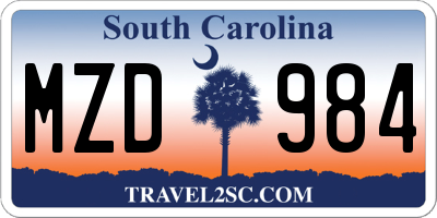 SC license plate MZD984