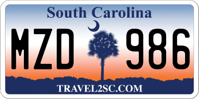 SC license plate MZD986