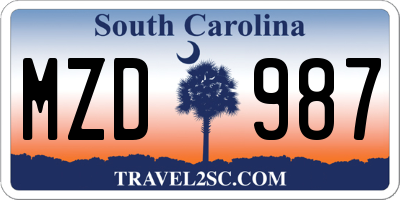 SC license plate MZD987