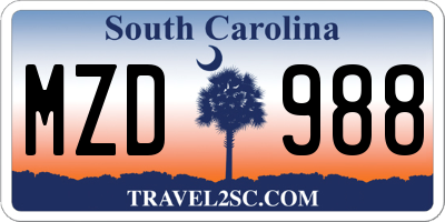SC license plate MZD988