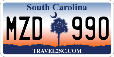 SC license plate MZD990