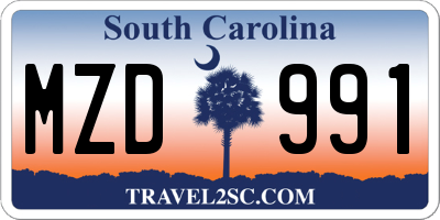SC license plate MZD991