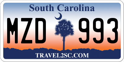 SC license plate MZD993