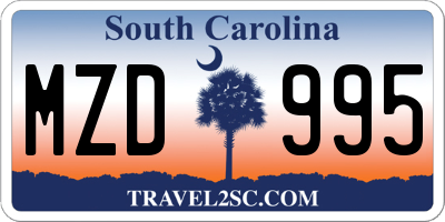 SC license plate MZD995