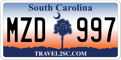 SC license plate MZD997