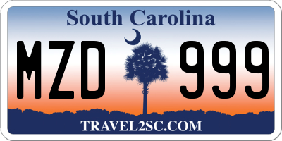SC license plate MZD999