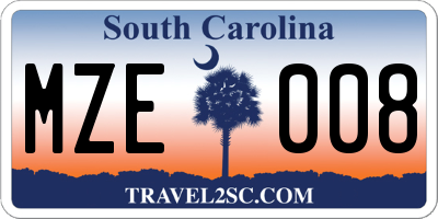 SC license plate MZE008