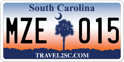 SC license plate MZE015