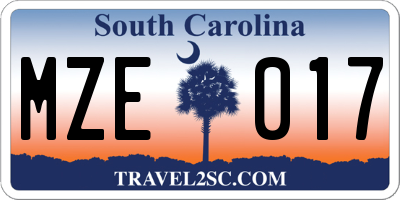 SC license plate MZE017