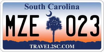 SC license plate MZE023