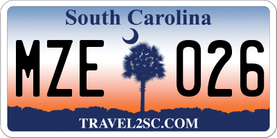 SC license plate MZE026