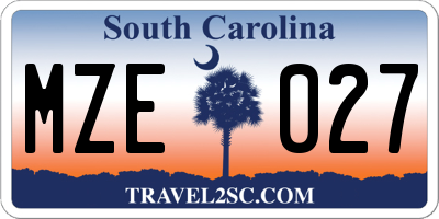 SC license plate MZE027