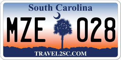 SC license plate MZE028