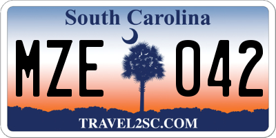 SC license plate MZE042
