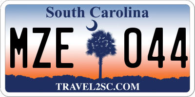 SC license plate MZE044