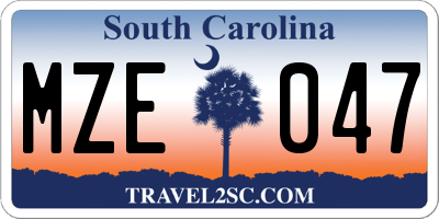SC license plate MZE047