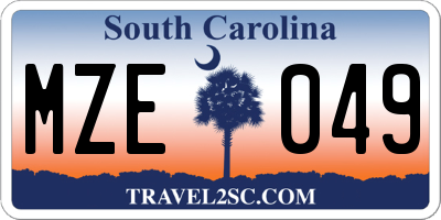 SC license plate MZE049