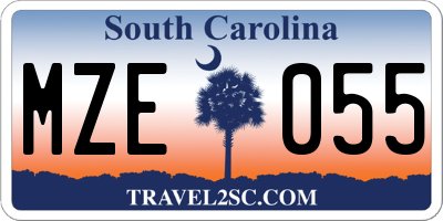 SC license plate MZE055