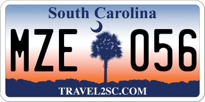 SC license plate MZE056