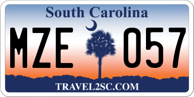 SC license plate MZE057
