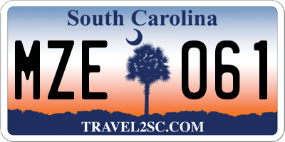 SC license plate MZE061