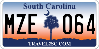 SC license plate MZE064