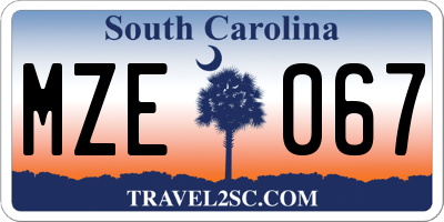 SC license plate MZE067