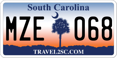 SC license plate MZE068