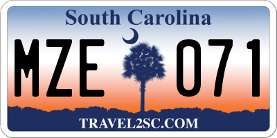 SC license plate MZE071