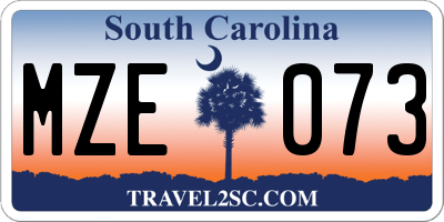 SC license plate MZE073