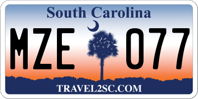SC license plate MZE077