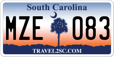 SC license plate MZE083