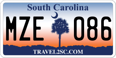 SC license plate MZE086