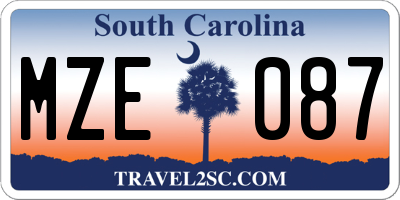 SC license plate MZE087