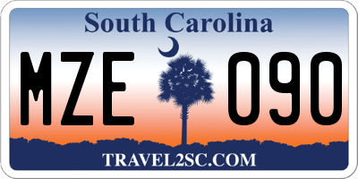 SC license plate MZE090