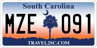 SC license plate MZE091